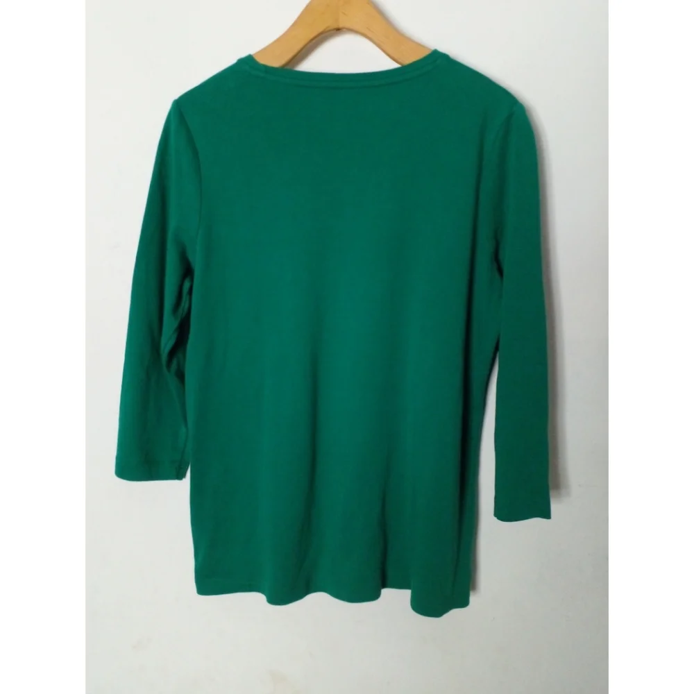 Kim Rogers Perfectly Soft Women's 3/4 Sleeve Tops Tee in Green Size PM - Picture 2 of 7
